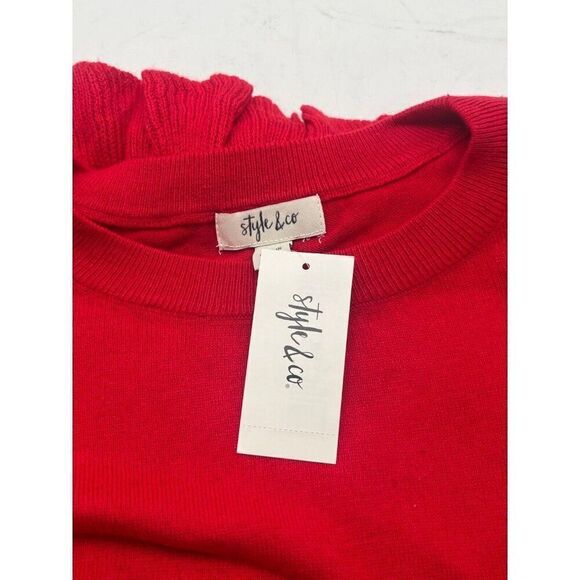 Style & Co Chiffon-Hem Tunic Sweater, Infrared Sz. M - Picture 7 of 9